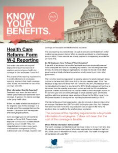Health Care Reform - W-2 Reporting