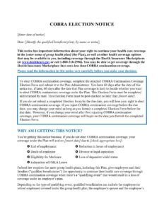 Sample COBRA Election Notice (Zywave) 06 13 17