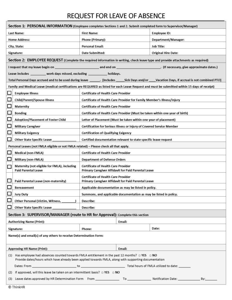 Leave Of Absence Request Form Fillable Clarke Benefits