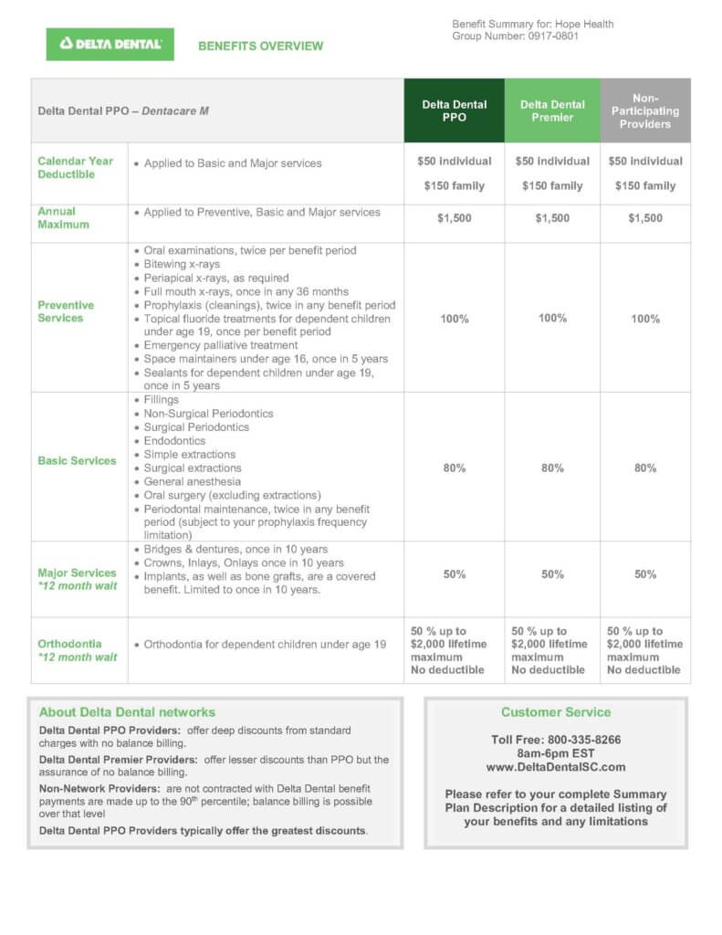 Delta Dental Benefit Summary