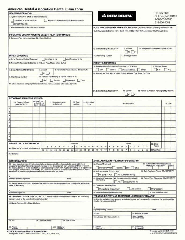 Delta Dental Printable Claim Form Printable Forms Free Online